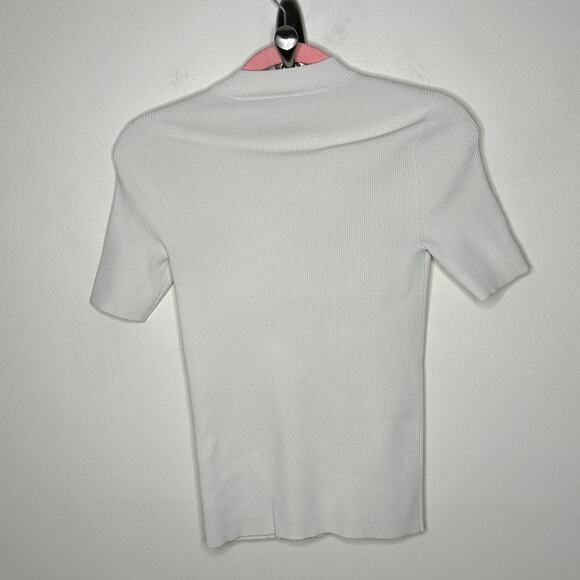 TORY BURCH Carey Mockneck Sweater Ivory Gold Logo Buttons {3Q54} - Picture 5 of 7